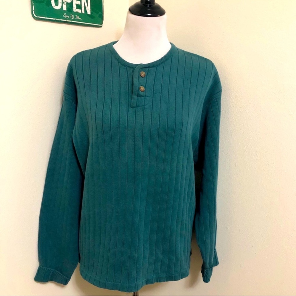 GAP Green Crewneck Sweater with Ribbed Texture